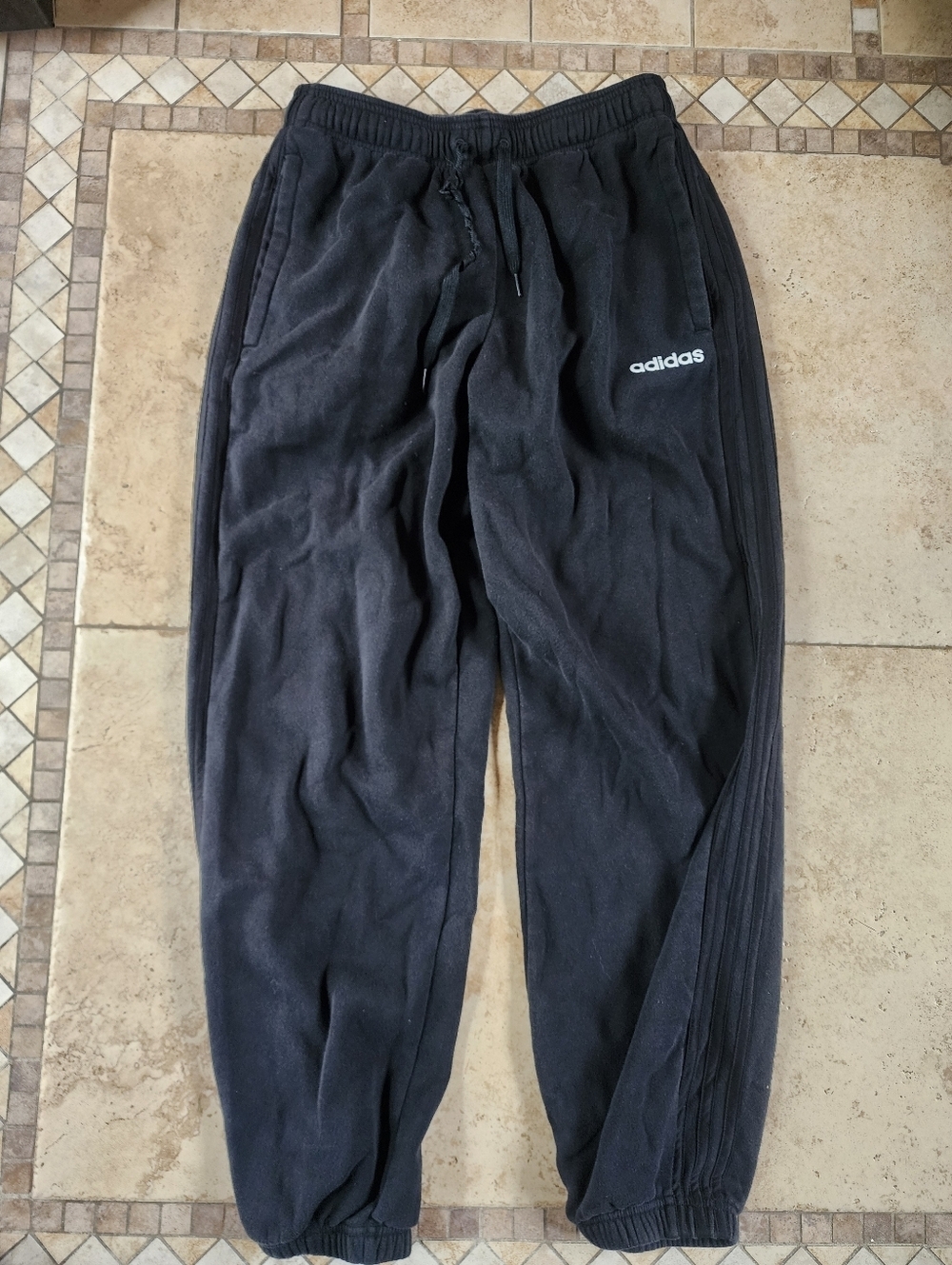 adidas Men's Black Joggers with Elastic Waist